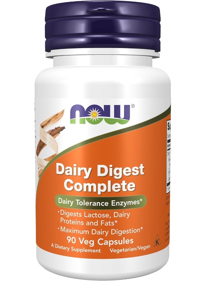 Now Foods Dairy Digest Complete Dietary Supplement - 90 Vegetable Capsules - Image 1