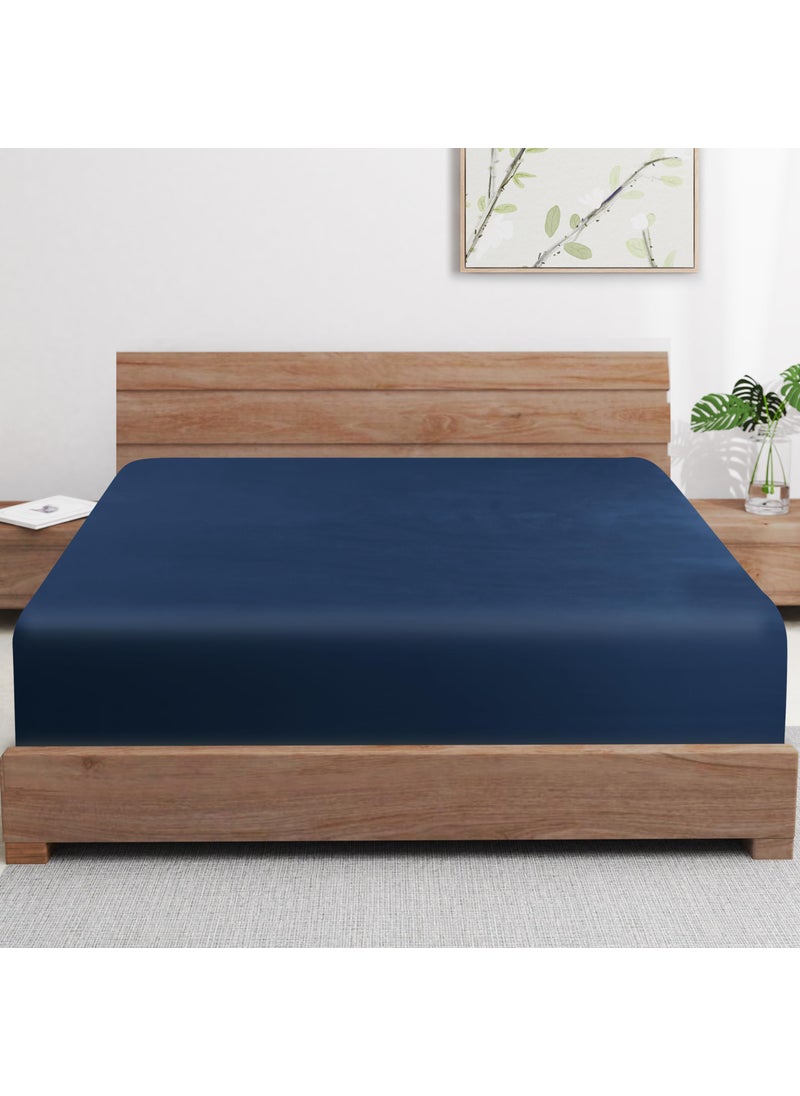 Zaizaihome 2 Pack Bamboo Viscose Cooling Fitted Sheet Twin XL Size Only  400 Thread Count  16"" Deep Pocket Cooling Bottom Sheets for Hot Sleeper  Silky Soft Breathable (Twin XL  Navy Blue  - Image 1