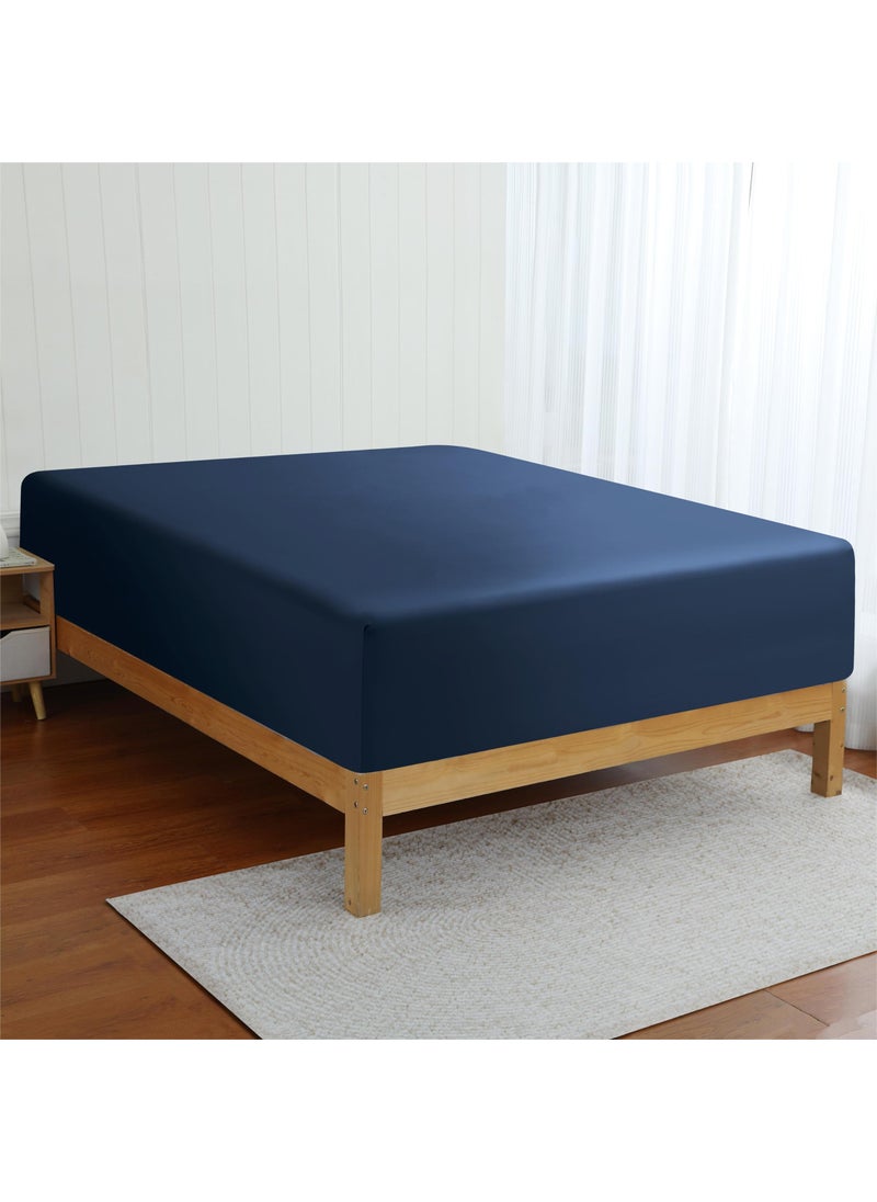 Zaizaihome 2 Pack Bamboo Viscose Cooling Fitted Sheet Twin XL Size Only  400 Thread Count  16"" Deep Pocket Cooling Bottom Sheets for Hot Sleeper  Silky Soft Breathable (Twin XL  Navy Blue  - Image 4