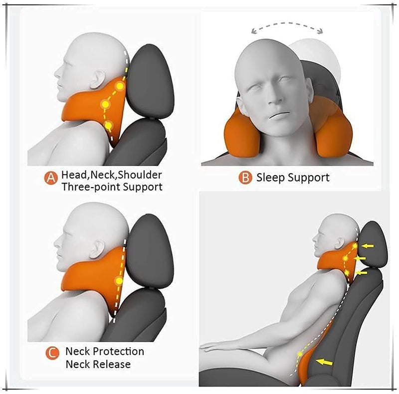 Ostin Ostin Headrest Travel Pillow Memory Foam Car Seat Pillow with Washable Pillow case UShape Support Release for Neck Pain Portable for Airplane Office Nap Reading Sleeping - Image 4