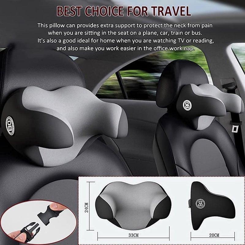 Ostin Ostin Headrest Travel Pillow Memory Foam Car Seat Pillow with Washable Pillow case UShape Support Release for Neck Pain Portable for Airplane Office Nap Reading Sleeping - Image 5