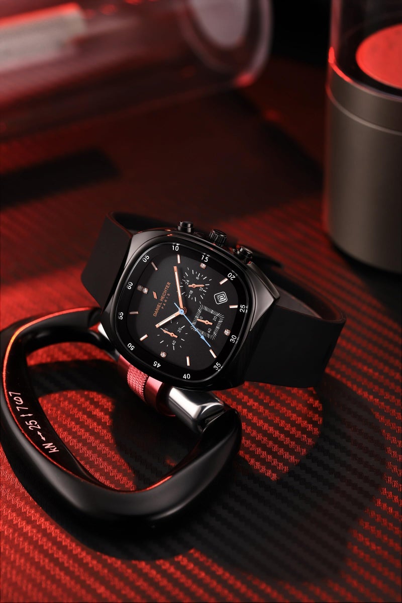 Daniel Hechter Paris Bercy Collection Modern Chronograph Watch for Men with Square Dial and Silicon Band-DHM1001 - Image 3