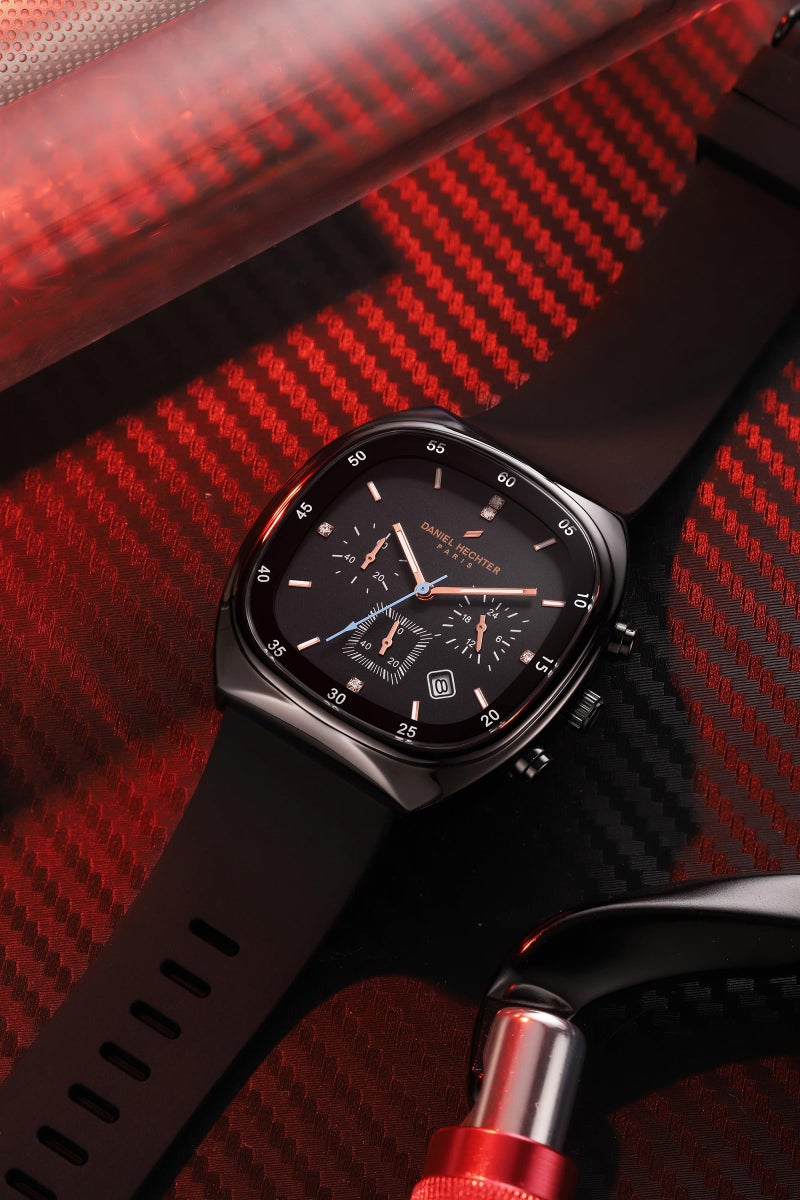 Daniel Hechter Paris Bercy Collection Modern Chronograph Watch for Men with Square Dial and Silicon Band-DHM1001 - Image 5