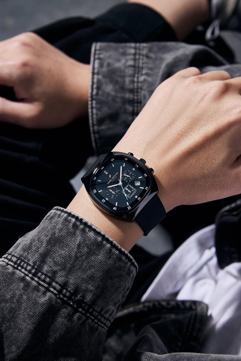 Daniel Hechter Paris Bercy Collection Modern Chronograph Watch for Men with Square Dial and Silicon Band-DHM1001 - Image 2