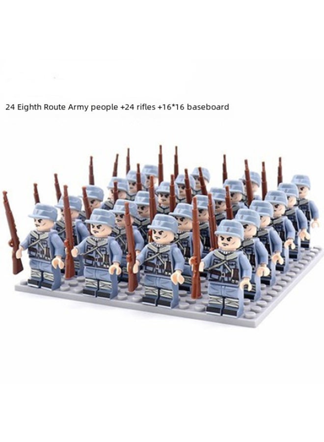 New Building Blocks Assembled Building Blocks Man's Uprising Soldier's Eight-way Little Doll Puzzle Man's 24-person Package - Image 2