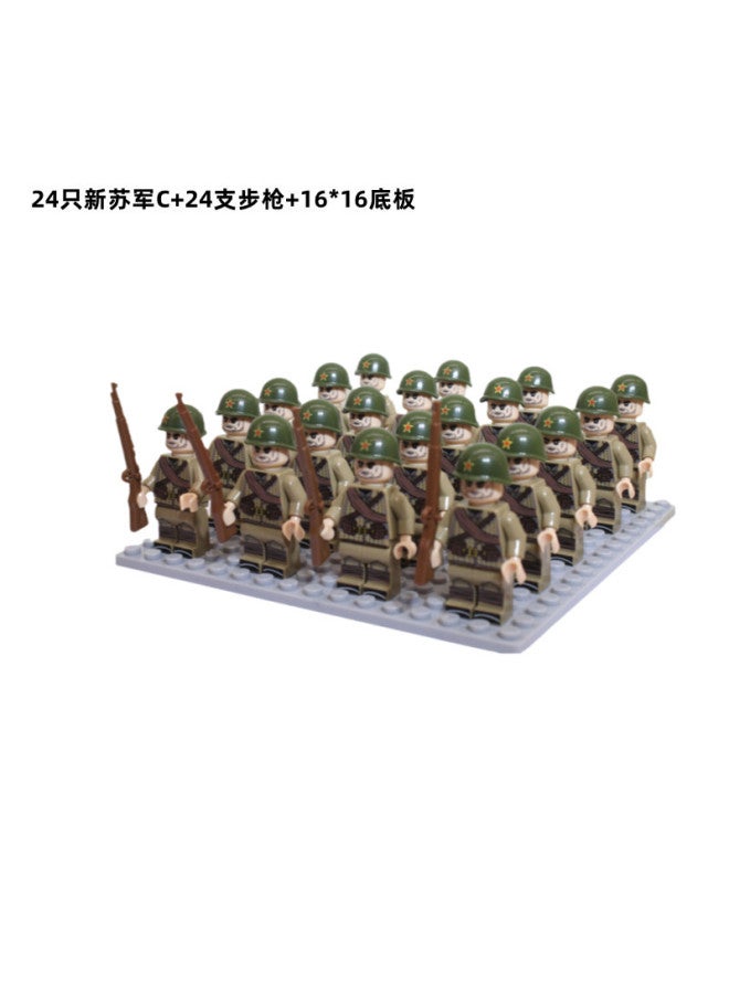 New Building Blocks Assembled Building Blocks Man's Uprising Soldier's Eight-way Little Doll Puzzle Man's 24-person Package - Image 1