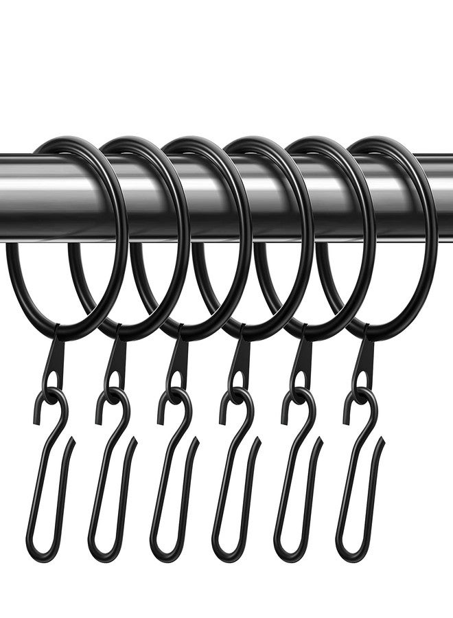 Amyhill 60 Pieces 1.26 Inch Metal Drapery Curtain Rings Hanging Rings with 60 Pieces Metal Curtain Pin Hooks for Drapes Window Door Shower(32 mm,Black) - Image 1