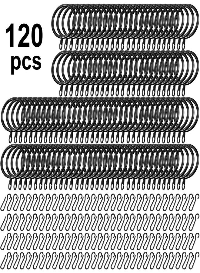 Amyhill 60 Pieces 1.26 Inch Metal Drapery Curtain Rings Hanging Rings with 60 Pieces Metal Curtain Pin Hooks for Drapes Window Door Shower(32 mm,Black) - Image 3