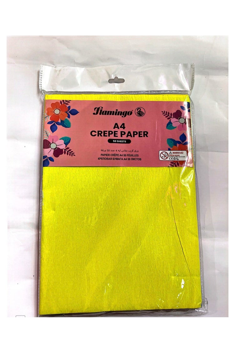 Flamingo CREPE PAPER A4 50SHEET ASSORTED COLORS - Image 1
