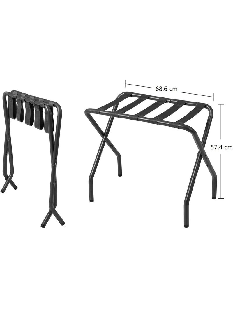 VITION Sturdy Foldable Metal Luggage Rack with Strong Nylon Straps – Portable Suitcase Stand for Home, Travel & Guest Rooms – Heavy-Duty 45Kg Capacity - Image 5