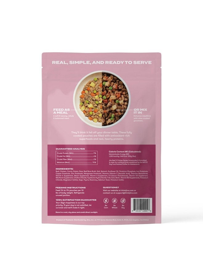 جينكس طعام الكلاب الرطب جينكس بيف، يمتزج مع طعام الكلاب الجاف، مصنوع من لحم البقر والدجاج الحقيقيين، مرق العظام والأرز البني، بدون حشو، للجراء، البالغين، كبار السن، 9 أونصة، عبوة من 12 قطعة - Image 2