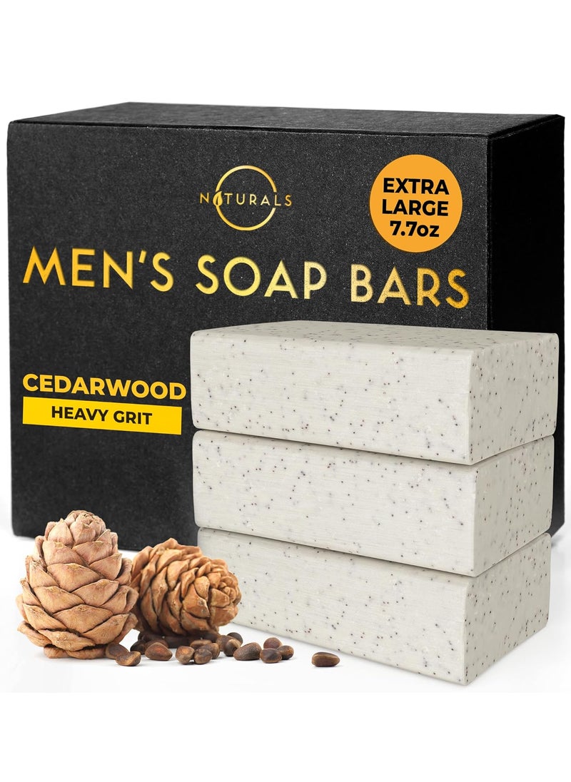 O Naturals O NATURALS 776 oz 3PC Exfoliating Soap Bar Cedarwood  Heavy Grit Mens Soap  All Natural Exfoliation Bar Soap for Men  Apricot Kernels Bar Soap  Face Soap Bar  Moisturizing Mens Face Bar Soap 