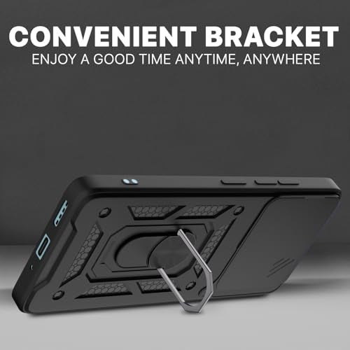 Pikkme Back Cover for Realme P4 Pro 5G | D10 Tough Armor | 360 Protection Case | Sliding Camera Shield Cover & Ring Holder Stand Bumper Case (Black) - Image 3
