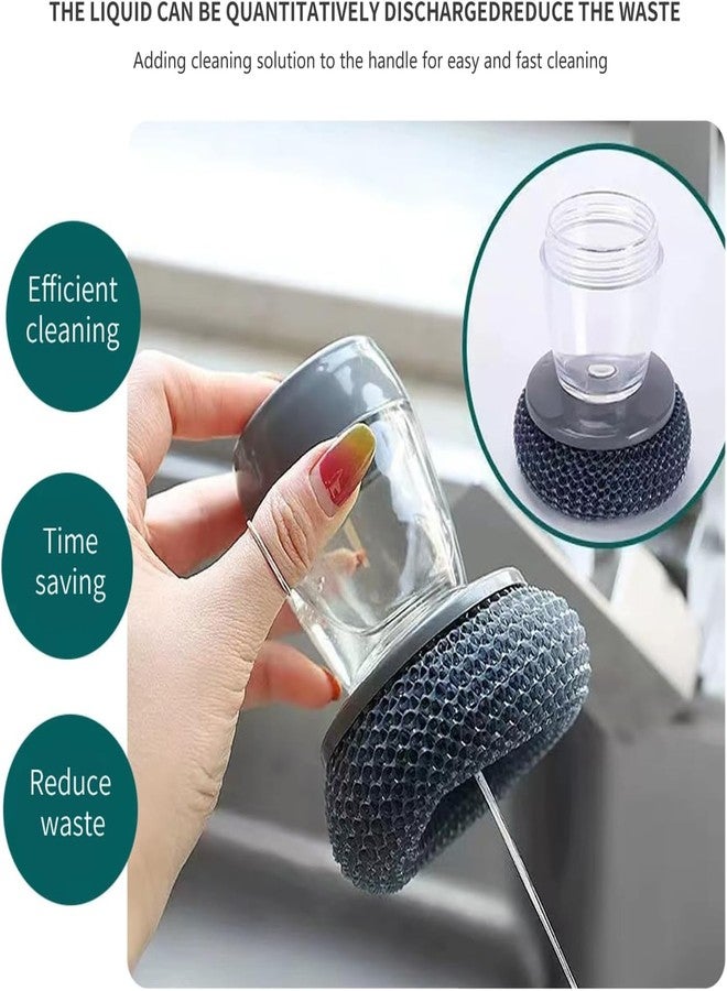 Divik Soap Dispensing Palm Dish Brush, Kitchen Brush for Dishes Pot Pan Sink Scrubbing (Steel Wire) (1Pcs) - Image 3