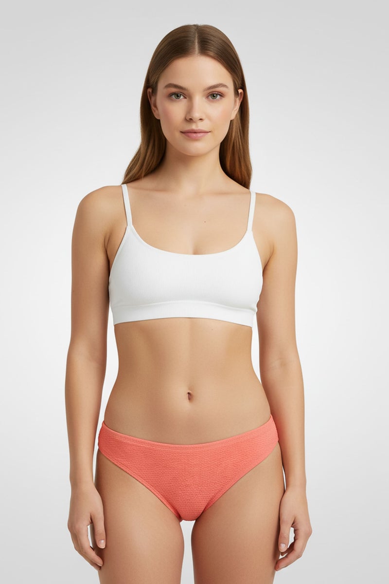 C&C California Women Textured Bikini Bottom, Pink - Image 1