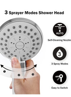 Jomoo Handheld 3 Functions Shower Head with Wall Mounted Riser Rail, Adjustable Shower Head Holder Bracket, 60 Inch Shower Hose and Soap Dish, Sliding Bar Shower Kit  - Image 4