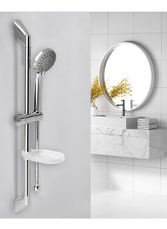 Jomoo Handheld 3 Functions Shower Head with Wall Mounted Riser Rail, Adjustable Shower Head Holder Bracket, 60 Inch Shower Hose and Soap Dish, Sliding Bar Shower Kit  - Image 5