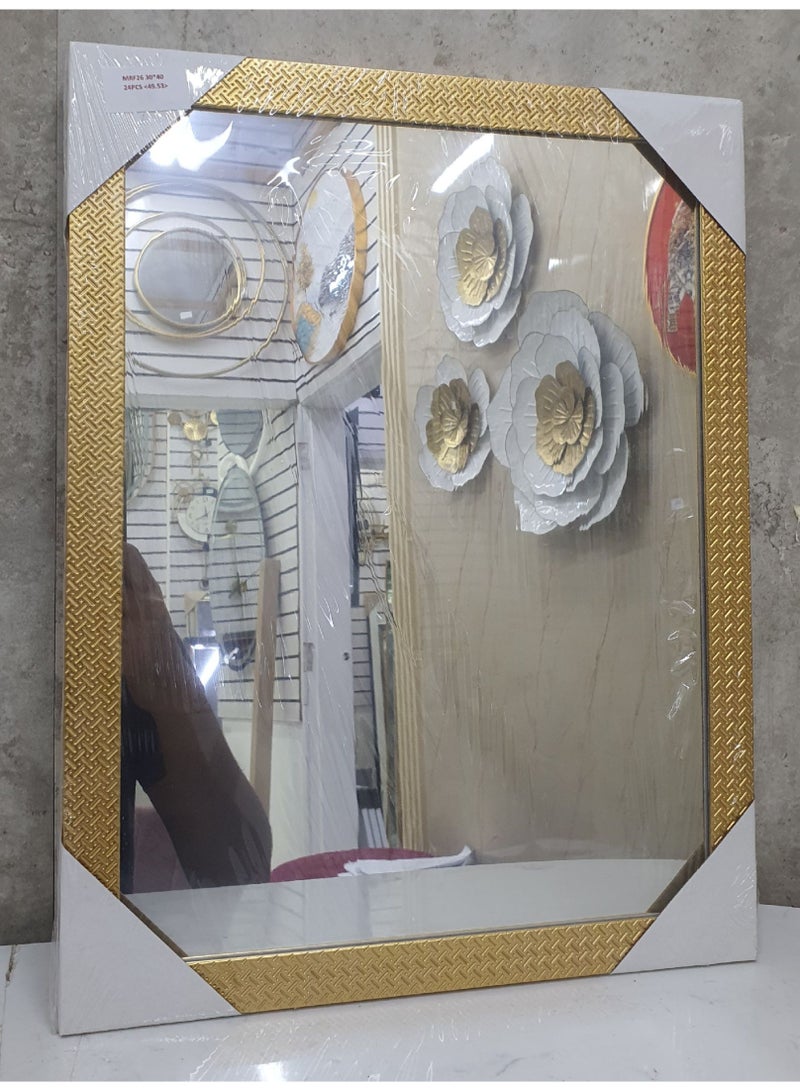 Decorhills Vertical Wall Mount Mirror 20x30 cm | Gold Finish PVC Frame Makeup Mirror | Rectangular Bathroom Vanity Mirror for Bedroom, Living Room, Hallway | Stylish Wall Hanging Home Décor Accent