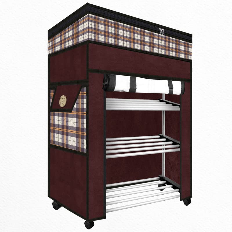 TRENDY Metal Multipurpose Foldable Shoe Rack For Home With Cover | 360 ° Rotating Wheels, Dustproof Zip Cover With Side And Zipper Top Pockets, 30 X 57 X 70 Cm - Image 1