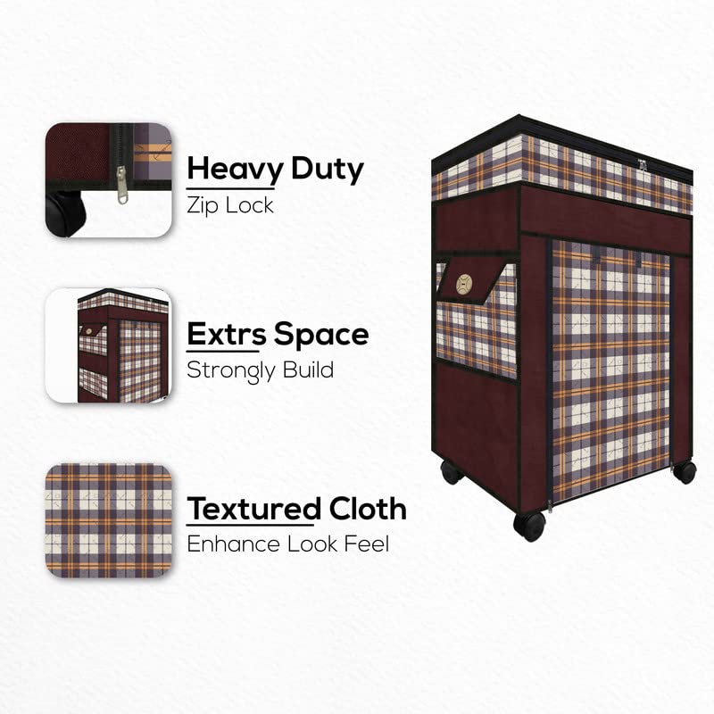 TRENDY Metal Multipurpose Foldable Shoe Rack For Home With Cover | 360 ° Rotating Wheels, Dustproof Zip Cover With Side And Zipper Top Pockets, 30 X 57 X 70 Cm - Image 5