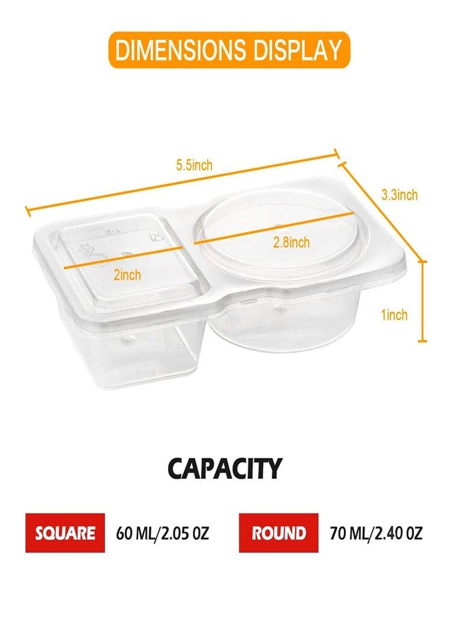 DADAB 20 Sets Reusable Snack Containers with Lids - 2-Compartment Portion Control Containers for Snacks, Condiments, Dips, and Sauces - Leak-Proof, Ideal for Road Trips, Lunchboxes, and Travel - Image 2