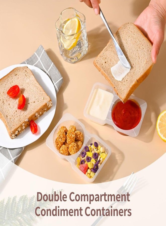 DADAB 20 Sets Reusable Snack Containers with Lids - 2-Compartment Portion Control Containers for Snacks, Condiments, Dips, and Sauces - Leak-Proof, Ideal for Road Trips, Lunchboxes, and Travel - Image 3