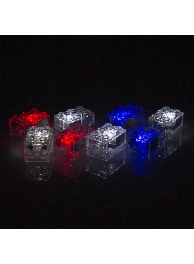 SCS Direct Light Up Building Blocks Bricks Set Of 8 (2"X3") Bricks With On/Off And Dim Ability Red White & Blue Colors Compatible With And Fit Tightly With All Major Building Block Brands - Image 3