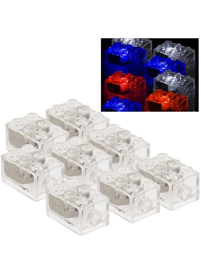 SCS Direct Light Up Building Blocks Bricks Set Of 8 (2"X3") Bricks With On/Off And Dim Ability Red White & Blue Colors Compatible With And Fit Tightly With All Major Building Block Brands - Image 2