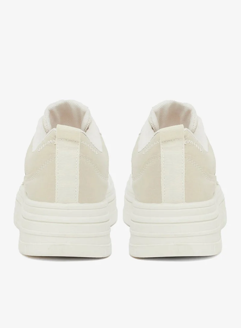 Styli Active  Beige Contrast Panel Flatform Sneakers for Women | Best Price UAE
