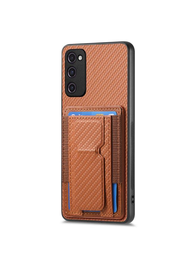 S-TOP Case For Samsung Galaxy S20 FE Carbon Fiber Fold Stand Elastic Card Bag Phone Case - Image 2