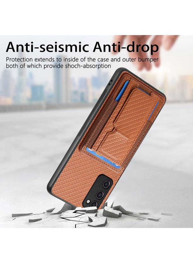 S-TOP Case For Samsung Galaxy S20 FE Carbon Fiber Fold Stand Elastic Card Bag Phone Case - Image 3