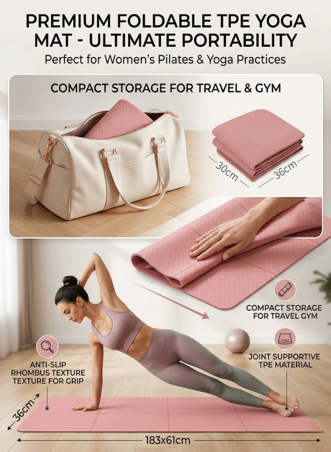 Foldable TPE Yoga Mat 4mm - Anti-Slip, Eco-Friendly Fitness & Pilates Mat - Image 1