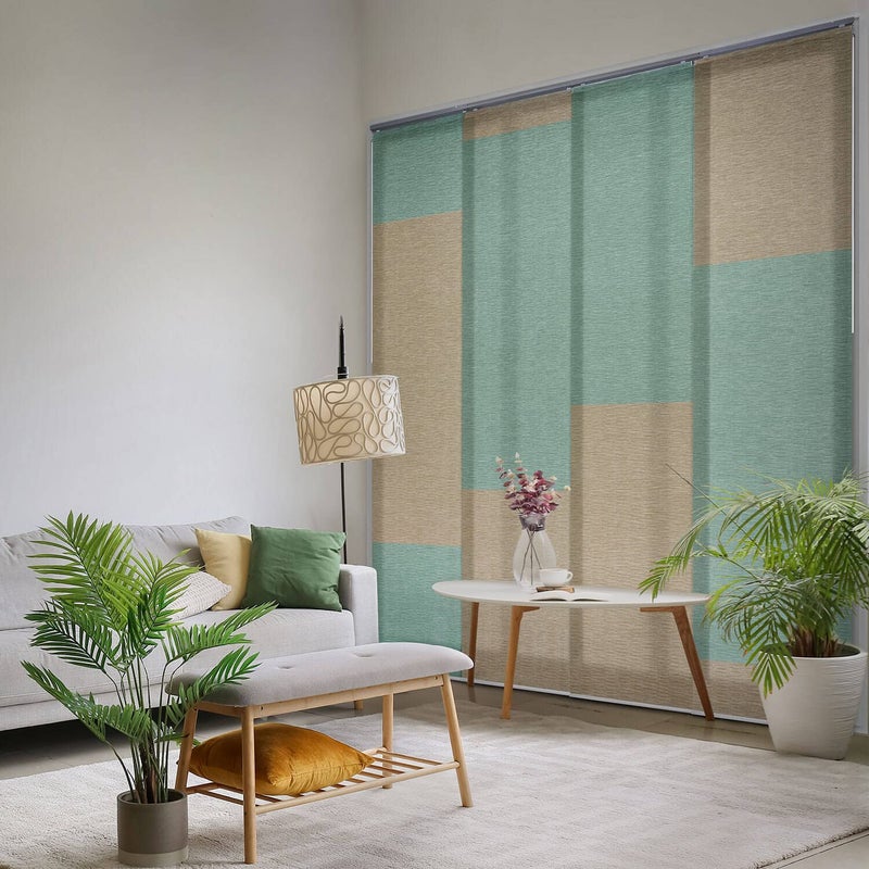 GoDear Design GoDear Design Adjustable Sliding Vertical Blinds for Windows 458 86 W x 96 H Extendable Panel Track Blinds for Sliding Glass Doors Trimmable Natural Woven Fabric Panel Curtains Alps Glacier 
