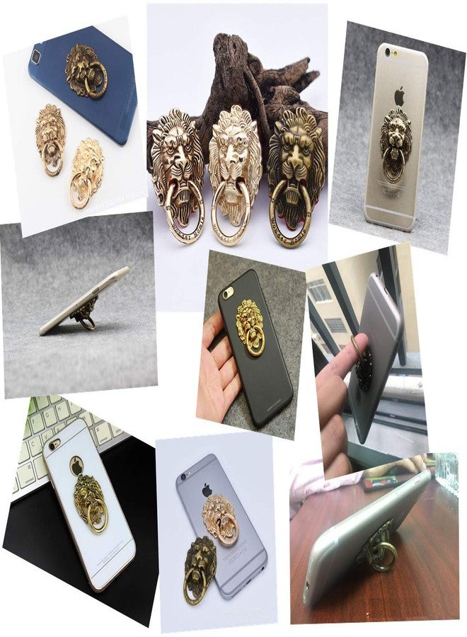 Ailifly Lion Pattern Cell Phone Ring Stand Holder Colorful Cute Pattern Painted Universal Metal Buckle Finger Ring Kickstand Compatible Various Smartphones Tablet Or Phone Cases (Gold) - Image 3