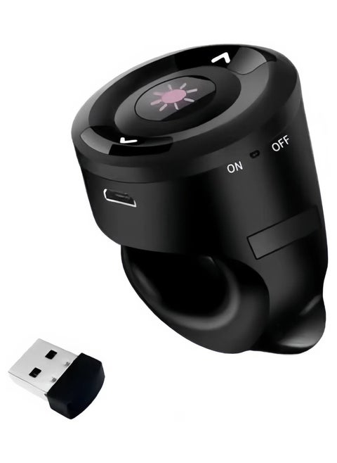 2.4G Wireless Presenter for Powerpoint Presentation Remote Control Red Laser Pointer,Finger Ring Presenter Rechargeable Slide Remote for Powerpoint Presentation Clicker for Computer