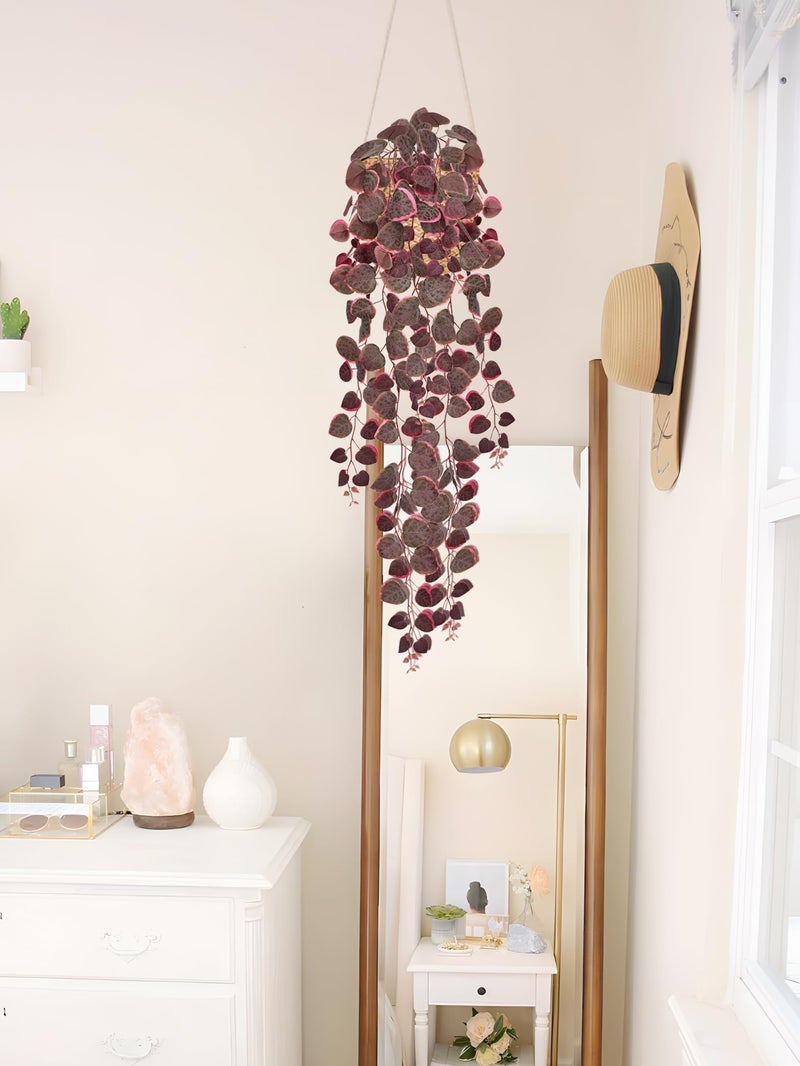 Briful 3 Pack Fake Hanging Plant 39.3" Artificial Hanging String of Hearts Plant Faux Trailing Vine with Heart-Shaped Leaves Lush Cascading Fake Plants for Home Wall Shelf Indoor Outdoor Decor, Pink - Image 4