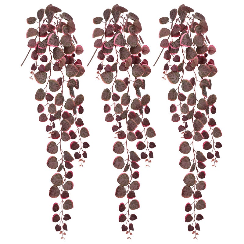 Briful 3 Pack Fake Hanging Plant 39.3" Artificial Hanging String of Hearts Plant Faux Trailing Vine with Heart-Shaped Leaves Lush Cascading Fake Plants for Home Wall Shelf Indoor Outdoor Decor, Pink - Image 1