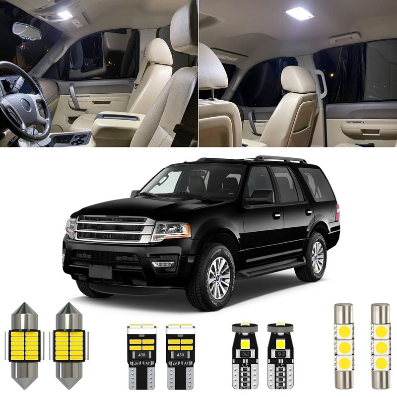 Xpismii 18 Piece 6000K White Expedition LED Interior Light Kit Package Replacement for Ford Expedition 2007 2008 2009 2010 2011 2012 2013 2014 2015 2016 2017, with Placement Diagram and Install Tool - Image 1
