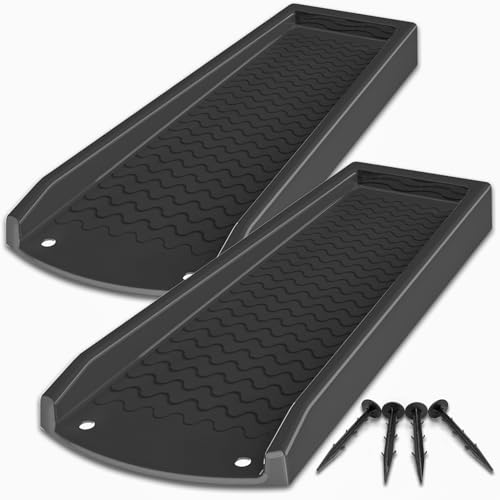 NAACOO 2 Pack Downspout Splash Block, NAACOO 24" Rain Gutter Downspout Extensions/Extender with 4pc Fixing Nails, Drainage to Protect House Foundations(4 Piece|Black) - Image 1