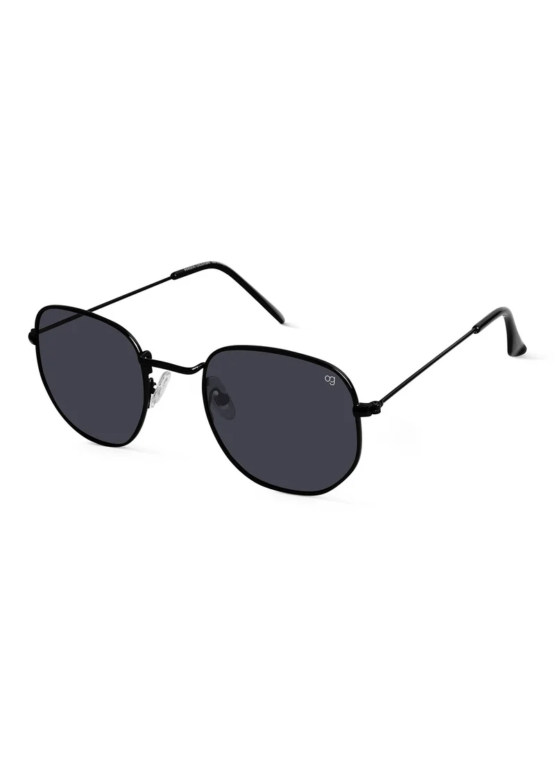 Woggles Black Polarized Hexagonal Sunglasses