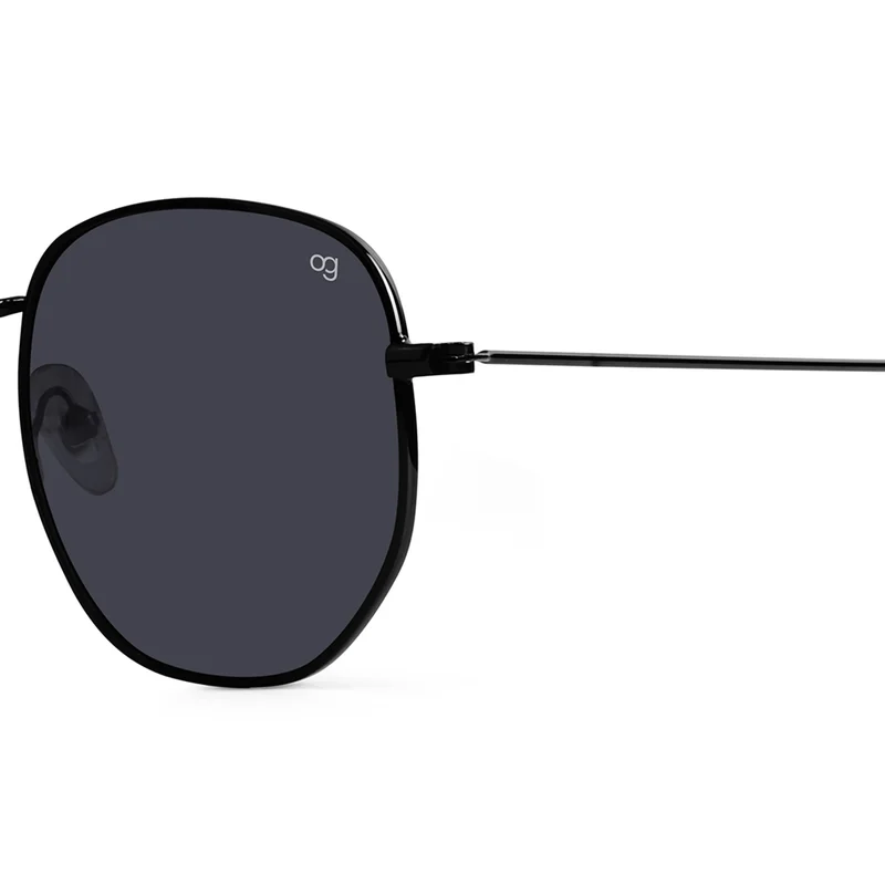 Woggles Black Polarized Hexagonal Sunglasses