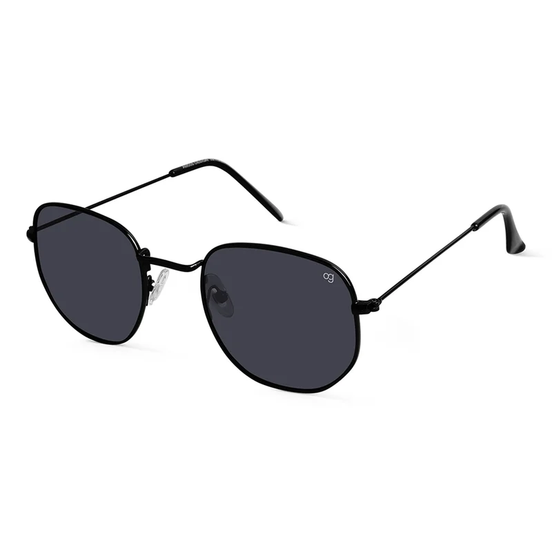 Woggles Black Polarized Hexagonal Sunglasses