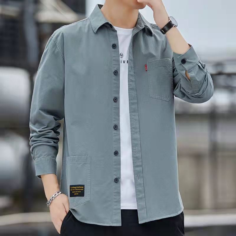 Men'S Long-Sleeved Shirt Korean Style Fashionable Handsome Casual Loose Workwear All-Match Jacket Shirt Youth Trendy Brand Top For Men - Image 2