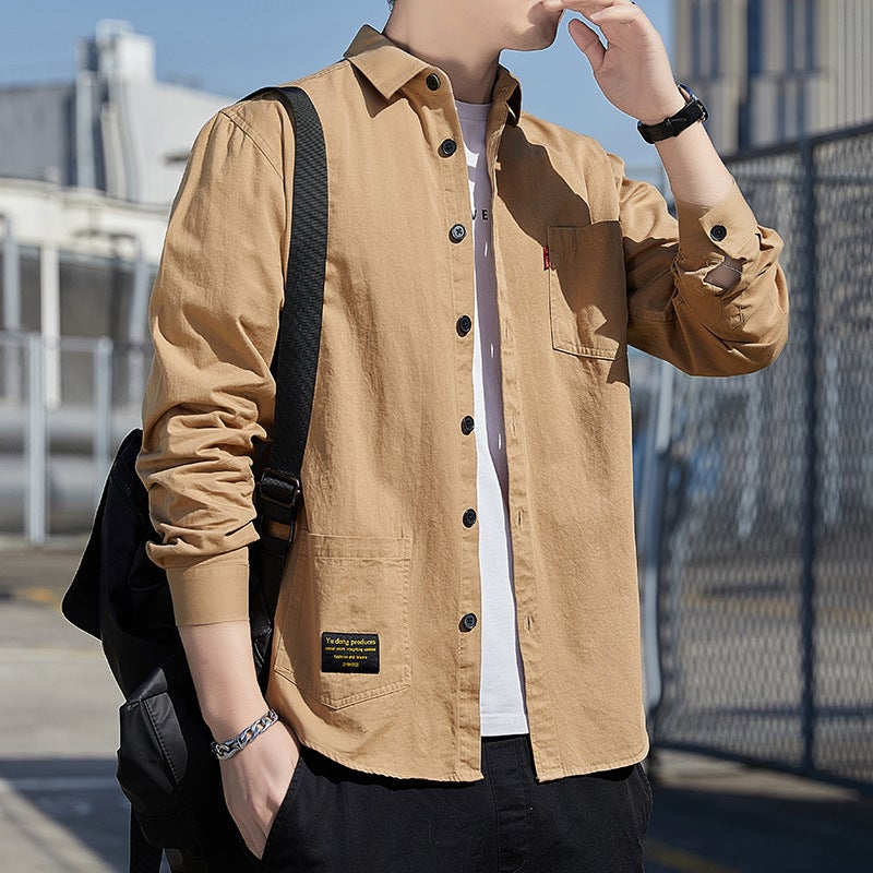 Men'S Long-Sleeved Shirt Korean Style Fashionable Handsome Casual Loose Workwear All-Match Jacket Shirt Youth Trendy Brand Top For Men - Image 3
