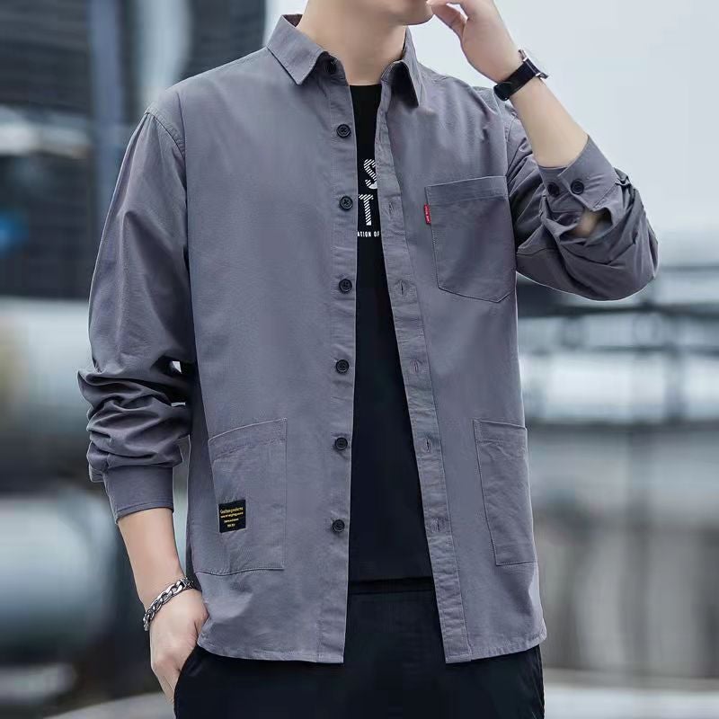 Men'S Long-Sleeved Shirt Korean Style Fashionable Handsome Casual Loose Workwear All-Match Jacket Shirt Youth Trendy Brand Top For Men - Image 4