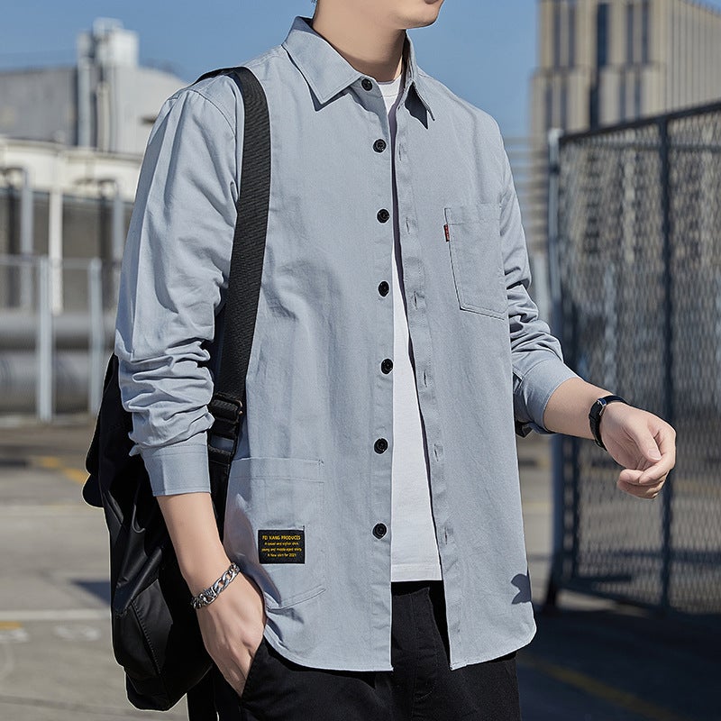 Men'S Long-Sleeved Shirt Korean Style Fashionable Handsome Casual Loose Workwear All-Match Jacket Shirt Youth Trendy Brand Top For Men - Image 5