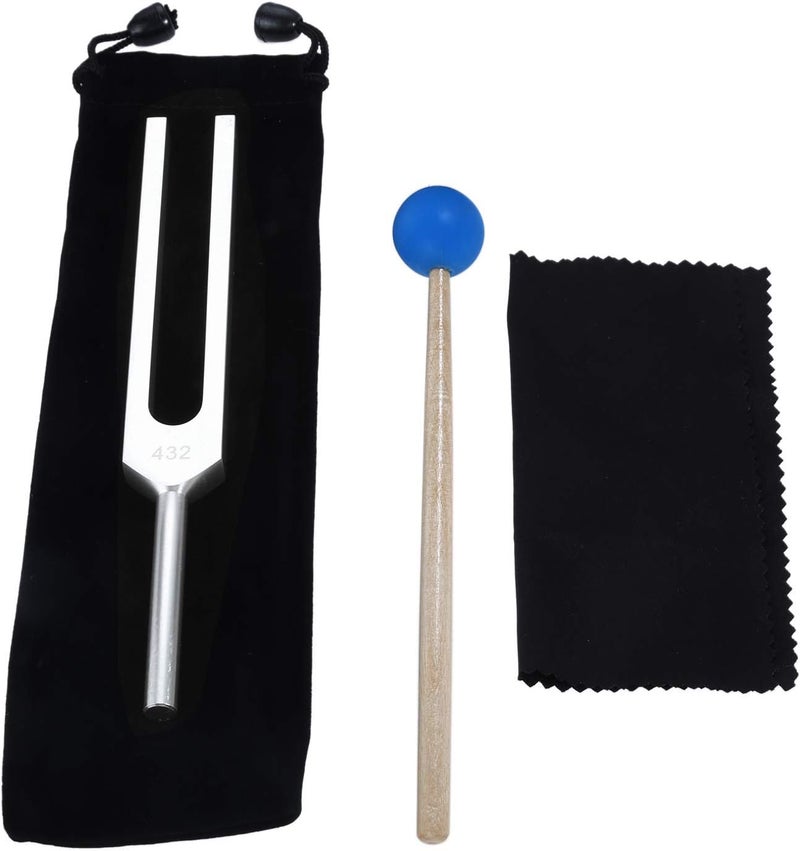 DRELD 432 Hz Tuning Fork Set for Healing, Relaxing, Meditation, Strengthen Chakra, Reliever Stress, Keep Body, Mind and Spirit- with Silicone Hammer Bag Cleaning Cloth - Image 1