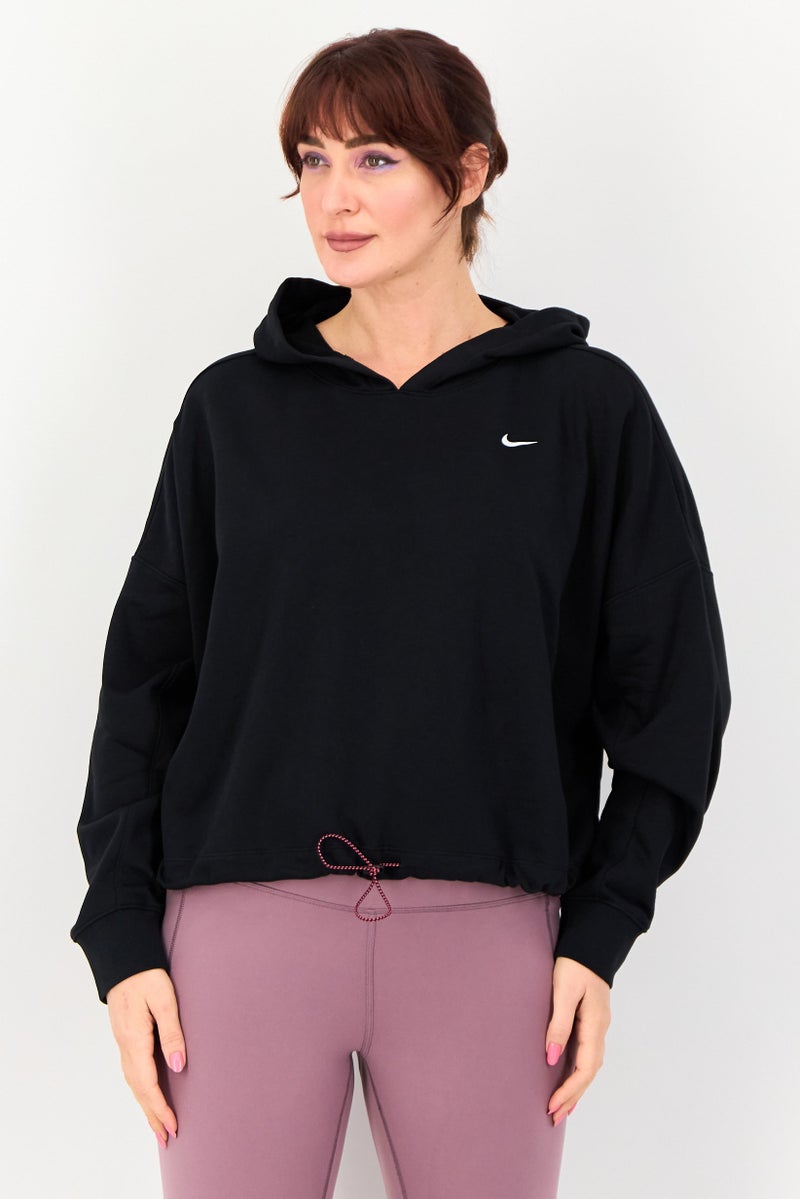 Nike هودي خارجي للنساء بأكمام طويلة ومقاس كبير، أسود - Image 1