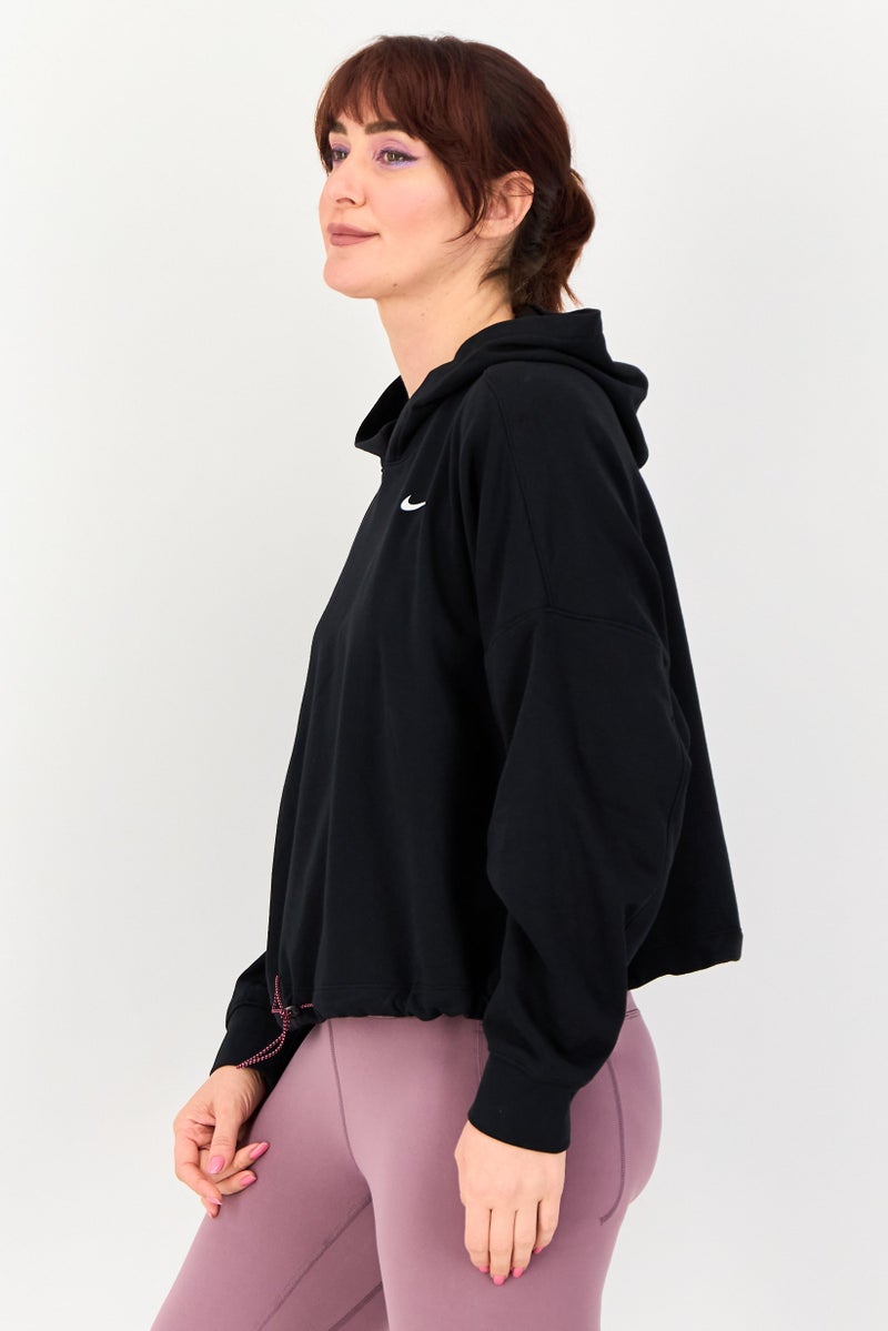 Nike هودي خارجي للنساء بأكمام طويلة ومقاس كبير، أسود - Image 2