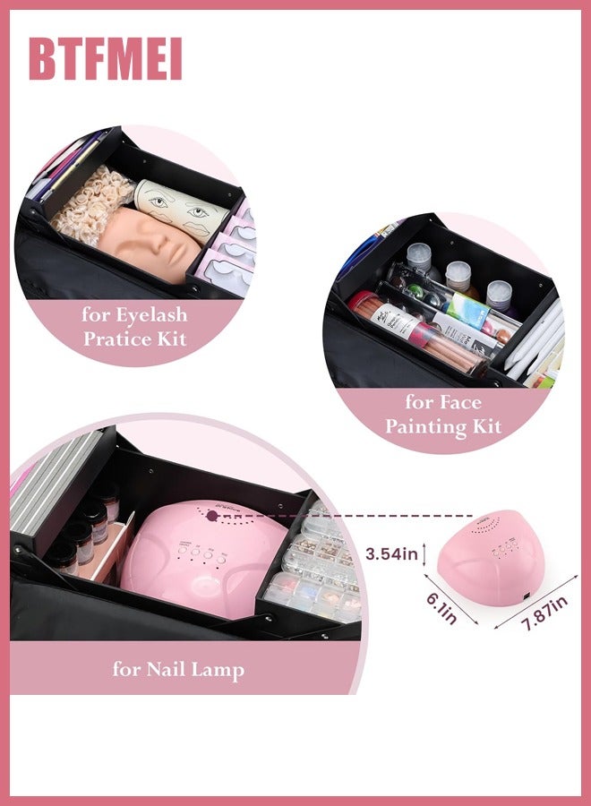 BTFMEI Large Travel Makeup Box, Big Makeup Bag Organizer Makeup Box,4 Tier Professional Cosmetic Storage Cases for Nail Tech Tattoo Storage Bag for Equipment and Supplies (Black) - Image 4